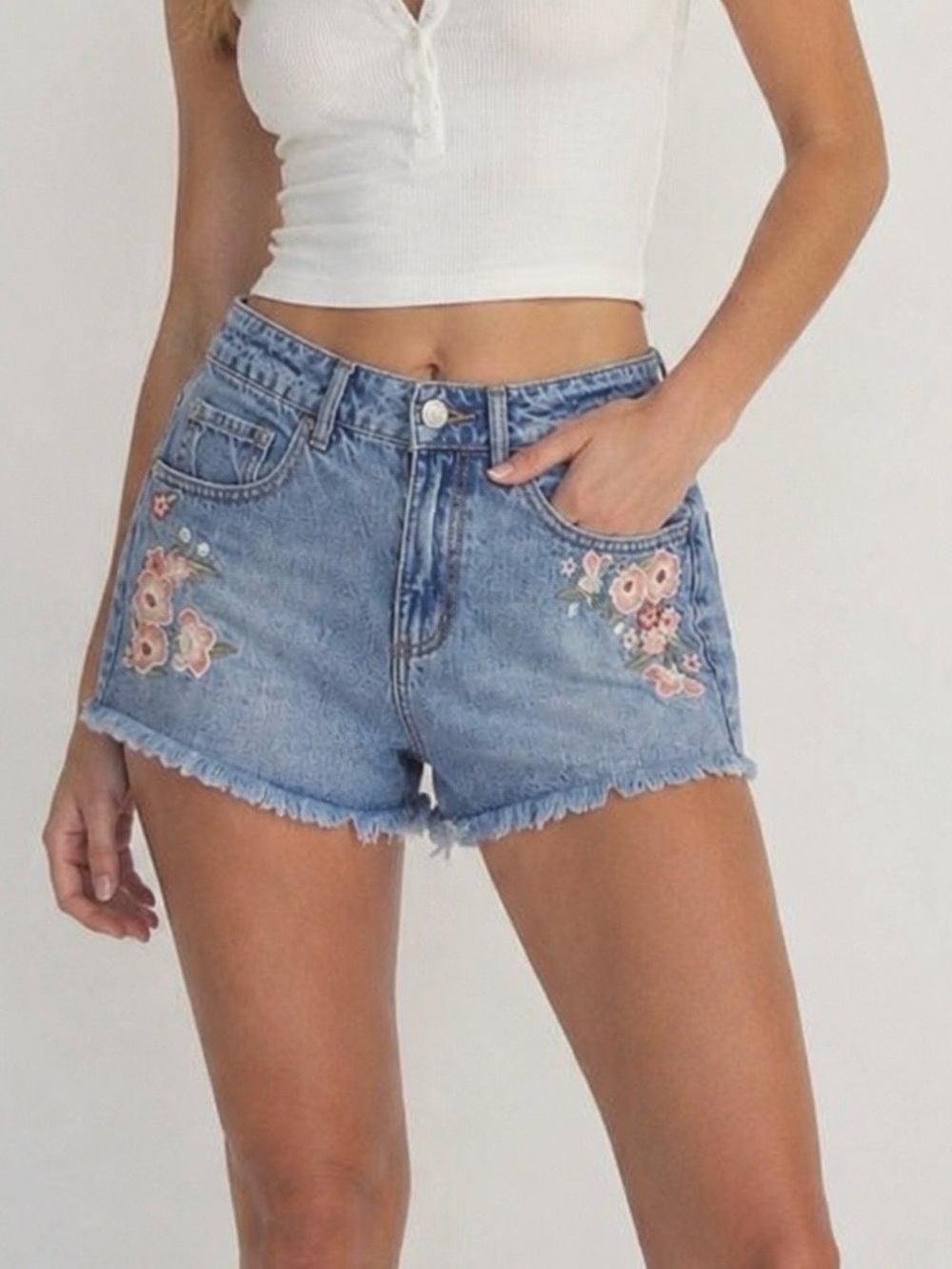 Garage floral festival‎ jean shorts size 01